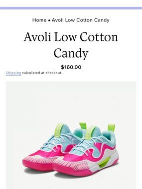 Avoli Low Cotton Candy Volleyball Shoes - Pink & Aqua sz 8